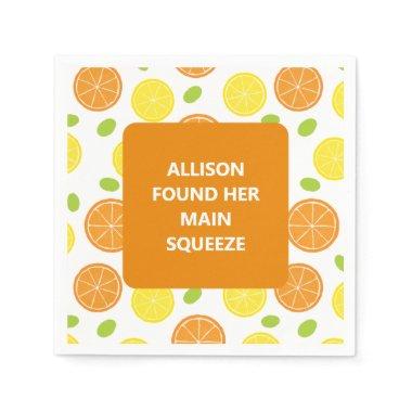 Lemons & Oranges Fruit Personalized Bridal Shower Napkins