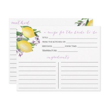 Lemons Purple Flowers Bridal Shower Recipe Invitations