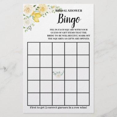 Lemons & Roses Bridal Shower Bingo Game Invitations Flyer