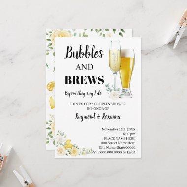 Lemons & Roses Bubble & Brews Couples Shower Invitations