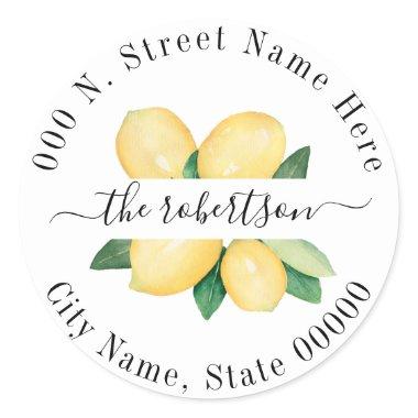 Lemons Summer Return Address Classic Round Sticker