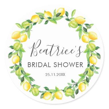 Lemons Wreath Bridal Shower Thank You Favor Classic Round Sticker