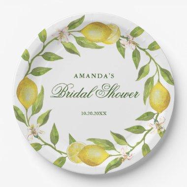Lemons Wreath & Greenery Bridal Shower Party Paper Plates