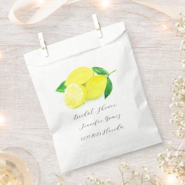 Lemons Yellow Fruit Citrus Watercolor Wedding Favor Bag