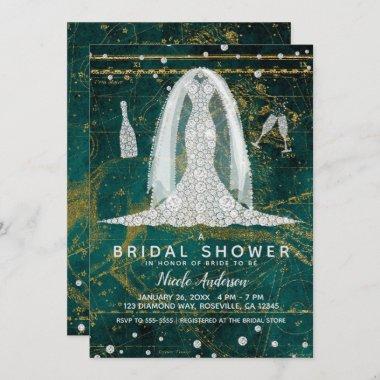 Leo July August Glam Diamond Bridal Shower Invitations