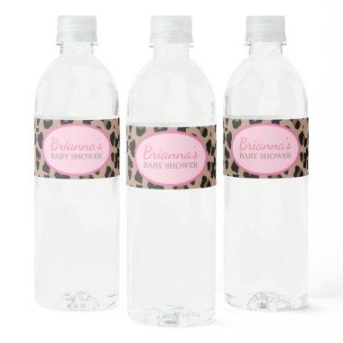 Leopard and Pink Party Water Bottle Label