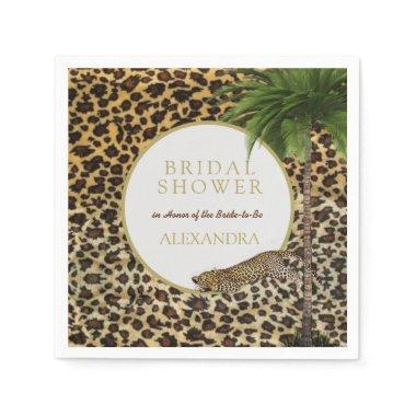 Leopard Animal Pattern Elegant Palm Bridal Shower Napkins