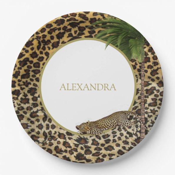 Leopard Animal Pattern Elegant Palm Party Paper Plates