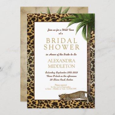 Leopard Animal Print Elegant Palm Bridal Shower Invitations
