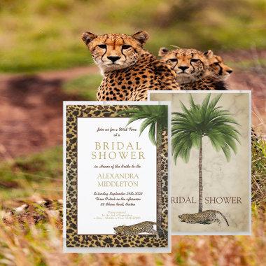 Leopard Animal Print Elegant Palm Bridal Shower Invitations