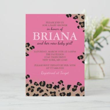 Leopard Baby Shower or Birthday Party Invitations