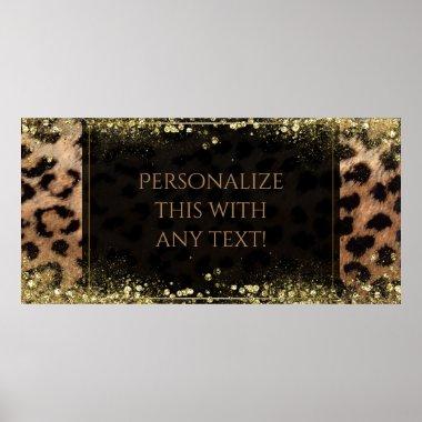 Leopard Cheetah Animal Print Gold Glitter Banner