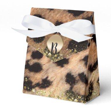 Leopard Cheetah Animal Print Gold Glitter Monogram Favor Boxes