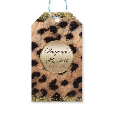 Leopard Cheetah Animal Print Gold Glitter Monogram Gift Tags