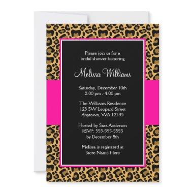 Leopard Hot Pink Bridal Shower Invitations