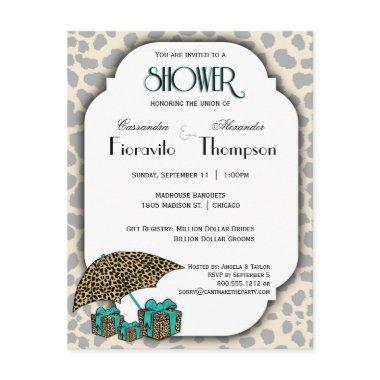 Leopard Print And Teal Accent Shower Invite