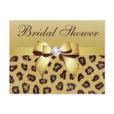 Leopard Print, Bow & Diamond Bridal Shower Invitations