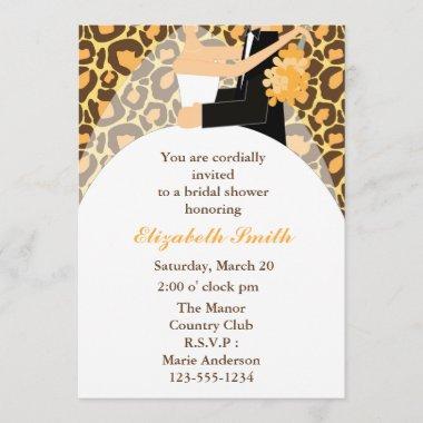 Leopard Print Bride and Groom Wedding Shower Invitations