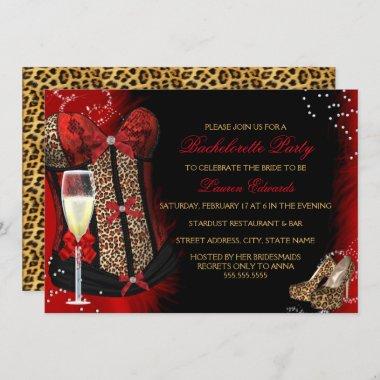 Leopard Print Corset Bachelorette Party Invitations