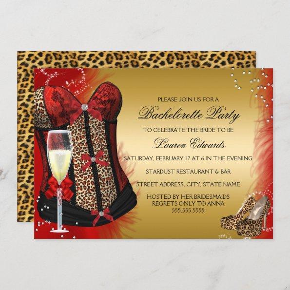 Leopard Print Corset Bachelorette Party Invite