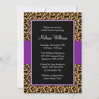 Leopard Purple Bridal Shower Invitations