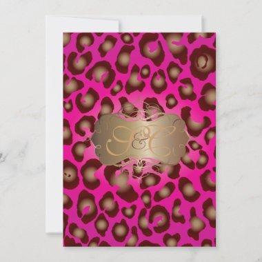 Leopard spots + pearl swirls/vintage/hot pink Invitations