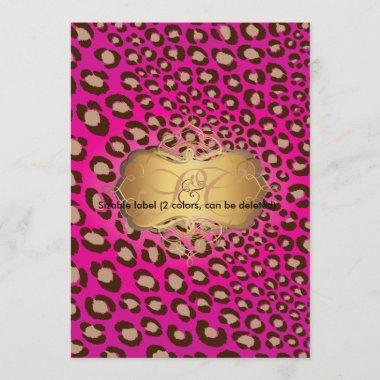 Leopard spots + pearl swirls/vintage/hot pink Invitations