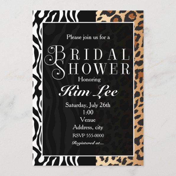 Leopard Zebra Bridal Shower Typography Invitations