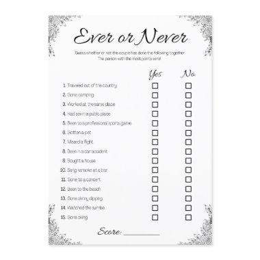 Lesbian Wedding Shower Game, Couple Ever or Never Invitations