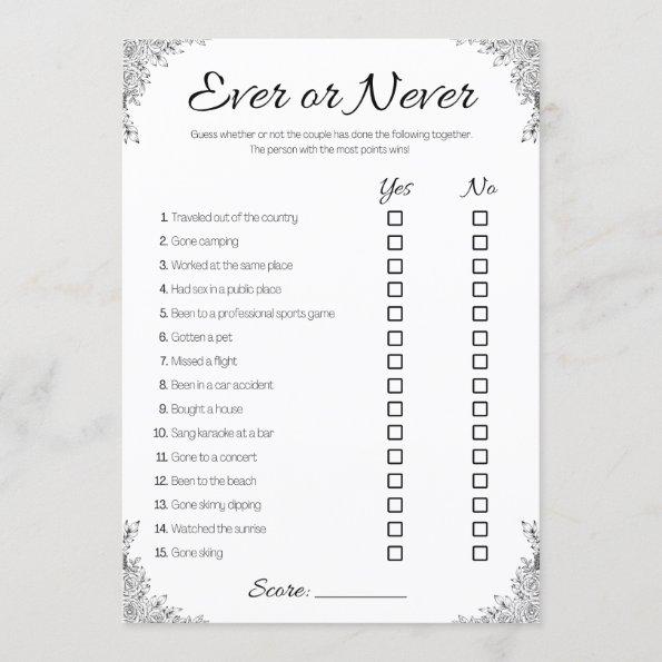 Lesbian Wedding Shower Game, Couple Ever or Never Invitations