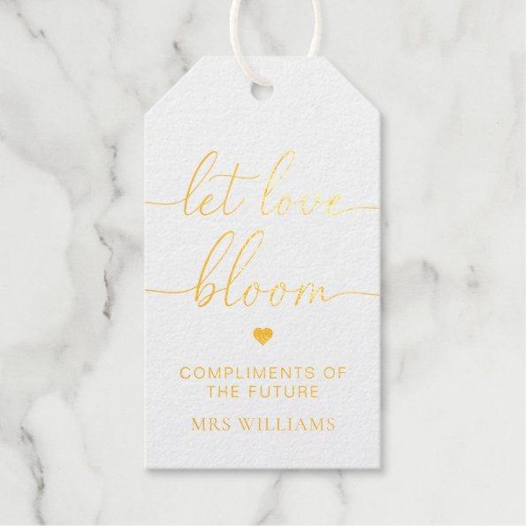 Let Love Bloom Flower Bar Favor Gold Foil Gift Tags