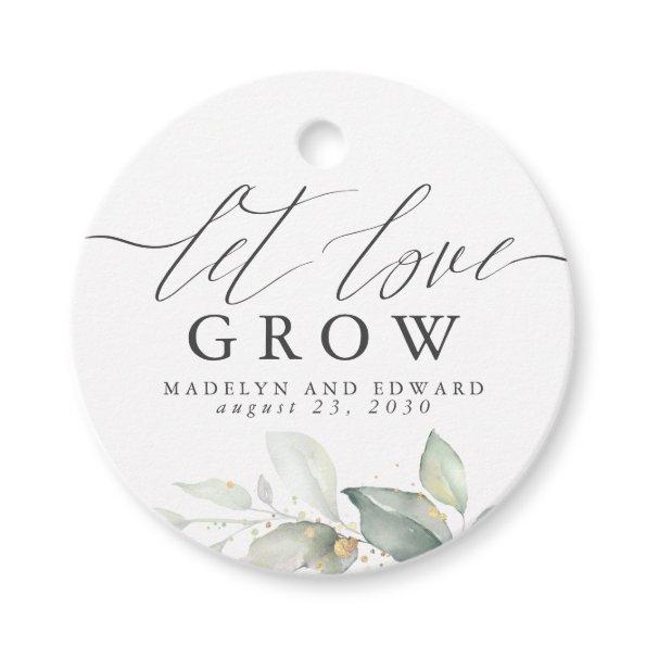 Let Love Grow Gold Greenery Elegant Wedding Favor Tags