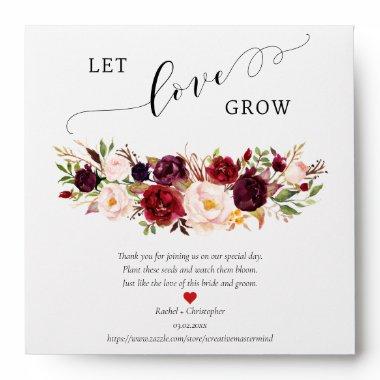 Let Love Grow Marsala Peony Boho Seed Packet Envelope