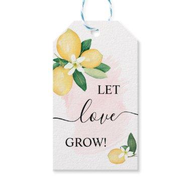 Let Love Grow Plant Gift Pink Lemons Shower Favor Gift Tags