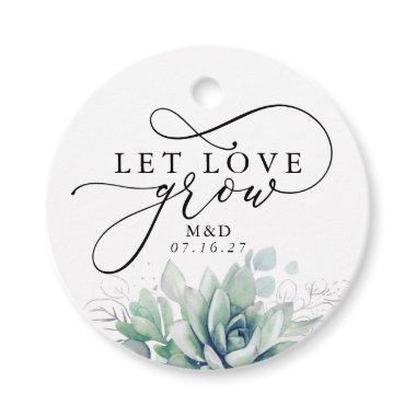 Let Love Grow silver Greenery Elegant Wedding Favor Tags