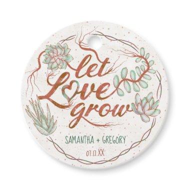 Let Love Grow Succulent Wedding Shower Plant Pot Favor Tags