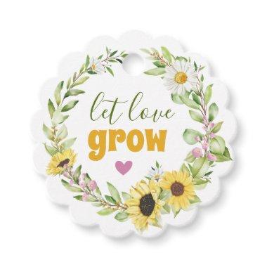 Let Love Grow Wildflower Sunflower Bridal Shower Favor Tags