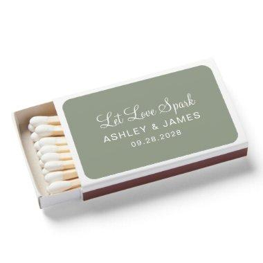 Let Love Spark Names Date Wedding Favor Matchboxes