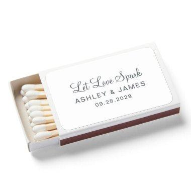 Let Love Spark Names Date Wedding Favor Matchboxes