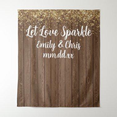 Let Love Sparkle Wedding Backdrop Rustic Wood Prop