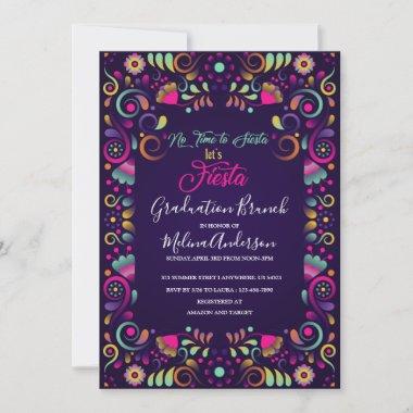 Let`s Fiesta watercolor Graduation Brunch Invitations