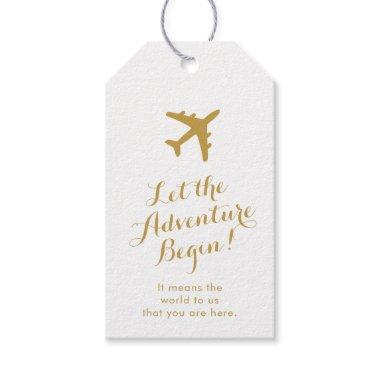 Let the Adventure Begin Gold Travel Favor Gift Tags