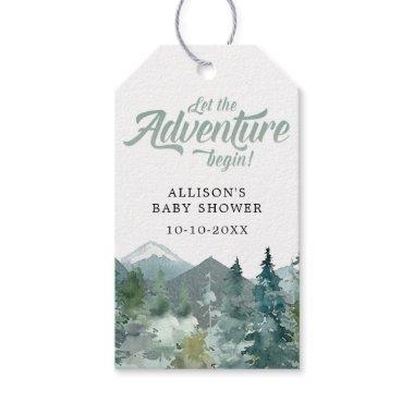 Let the Adventure Begin rustic mountains nature Gift Tags