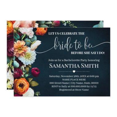 Lets Celebrate Bride tobe Shower Wine Navy Wedding Invitations