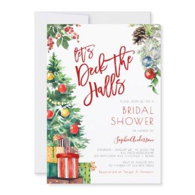 Let's Deck the halls Christmas Bridal Shower Invitations