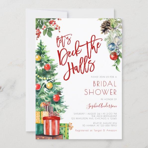 Let's Deck the halls Christmas Bridal Shower Invitations