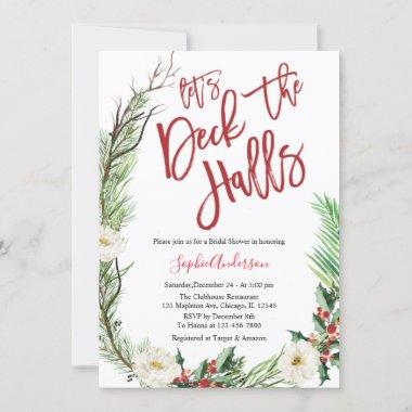Let's Deck the Halls Christmas Bridal Shower Invitations