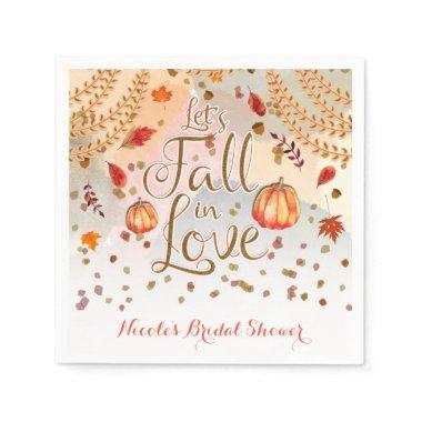 Let's Fall in Love Bridal Shower Autumn Leaves Napkins