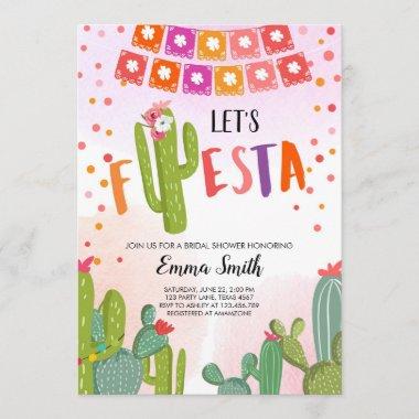 Let's Fiesta Cactus Mexican Fiesta Couples Shower Invitations