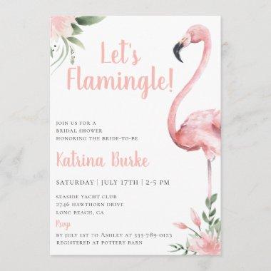 Let's Flamingle Floral Bridal Shower Invitations